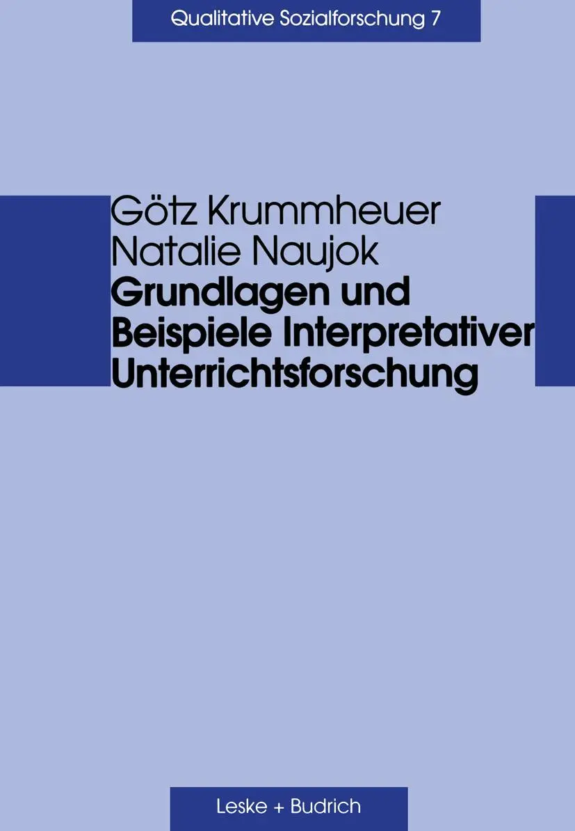 Cover: 9783810023957 | Grundlagen und Beispiele Interpretativer Unterrichtsforschung | Buch