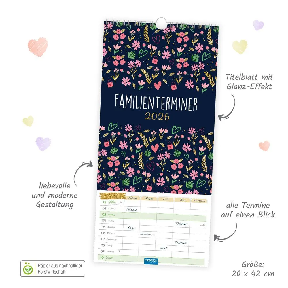 Bild: 9783988023957 | Trötsch Familienkalender Familienterminer 2026 | Wandkalender | KG