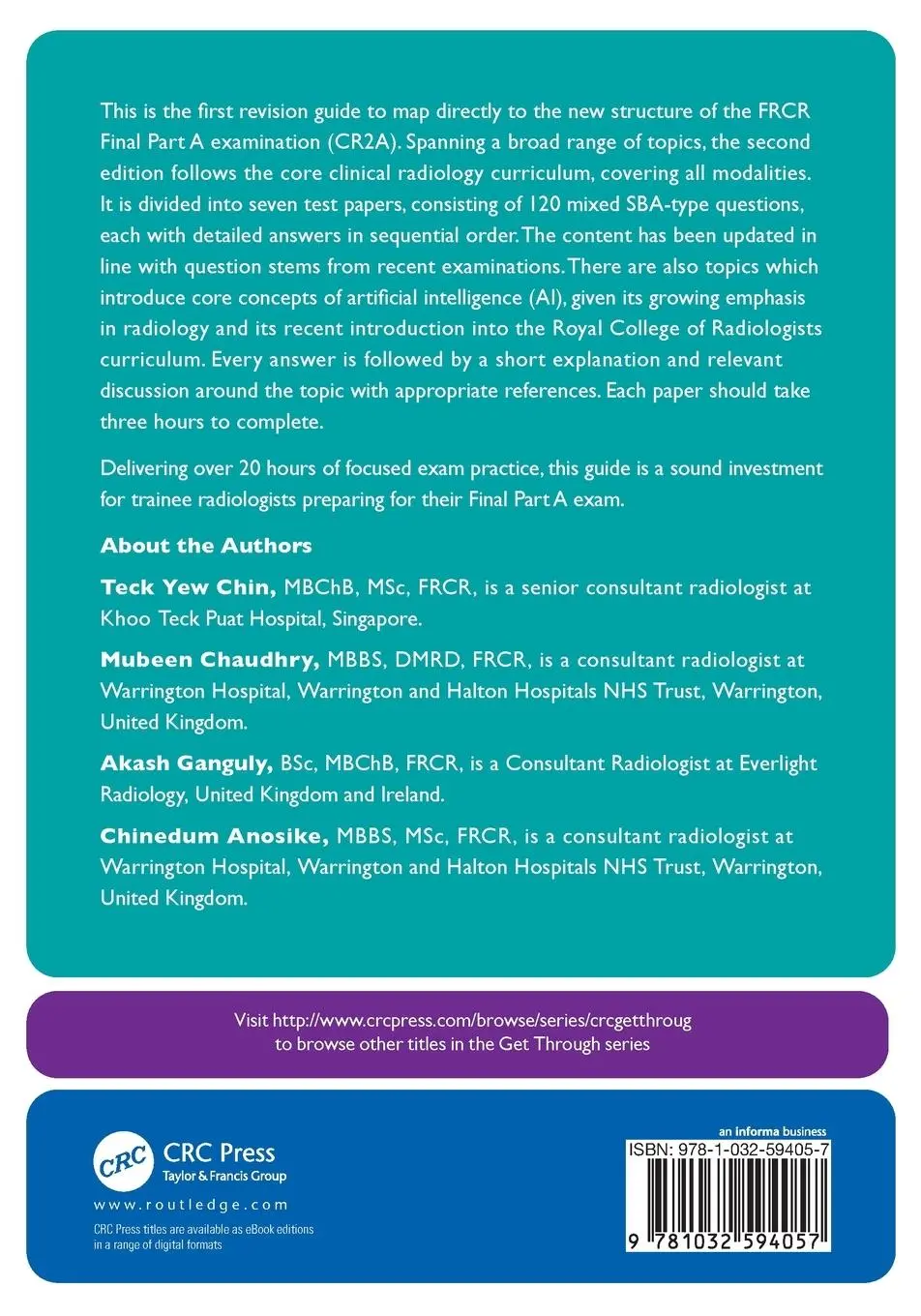 Rückseite: 9781032594057 | Get Through Final FRCR 2A | SBAs | Akash Ganguly (u. a.) | Taschenbuch