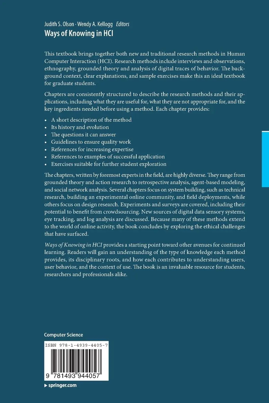 Rückseite: 9781493944057 | Ways of Knowing in HCI | Wendy A. Kellogg (u. a.) | Taschenbuch | xi