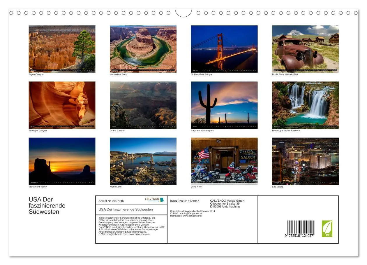 Bild: 9783516124057 | USA Der faszinierende Südwesten (Wandkalender 2026 DIN A3 quer),...