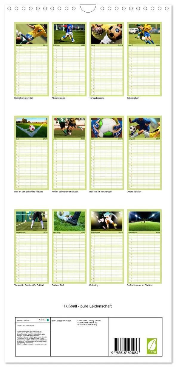 Bild: 9783516504057 | Familienplaner 2026 - Fußball - pure Leidenschaft mit 5 Spalten...