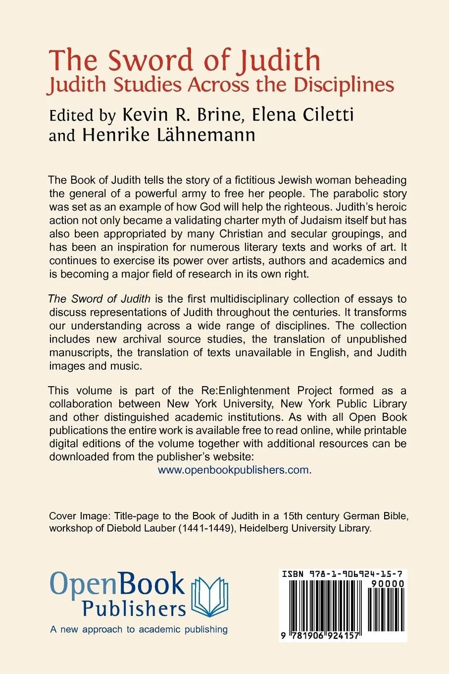 Rückseite: 9781906924157 | The Sword of Judith. Judith Studies Across the Disciplines. | Buch