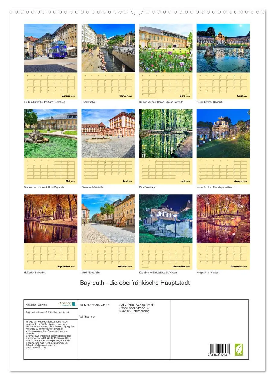 Bild: 9783516424157 | Bayreuth - die oberfränkische Hauptstadt (Wandkalender 2026 DIN A2...