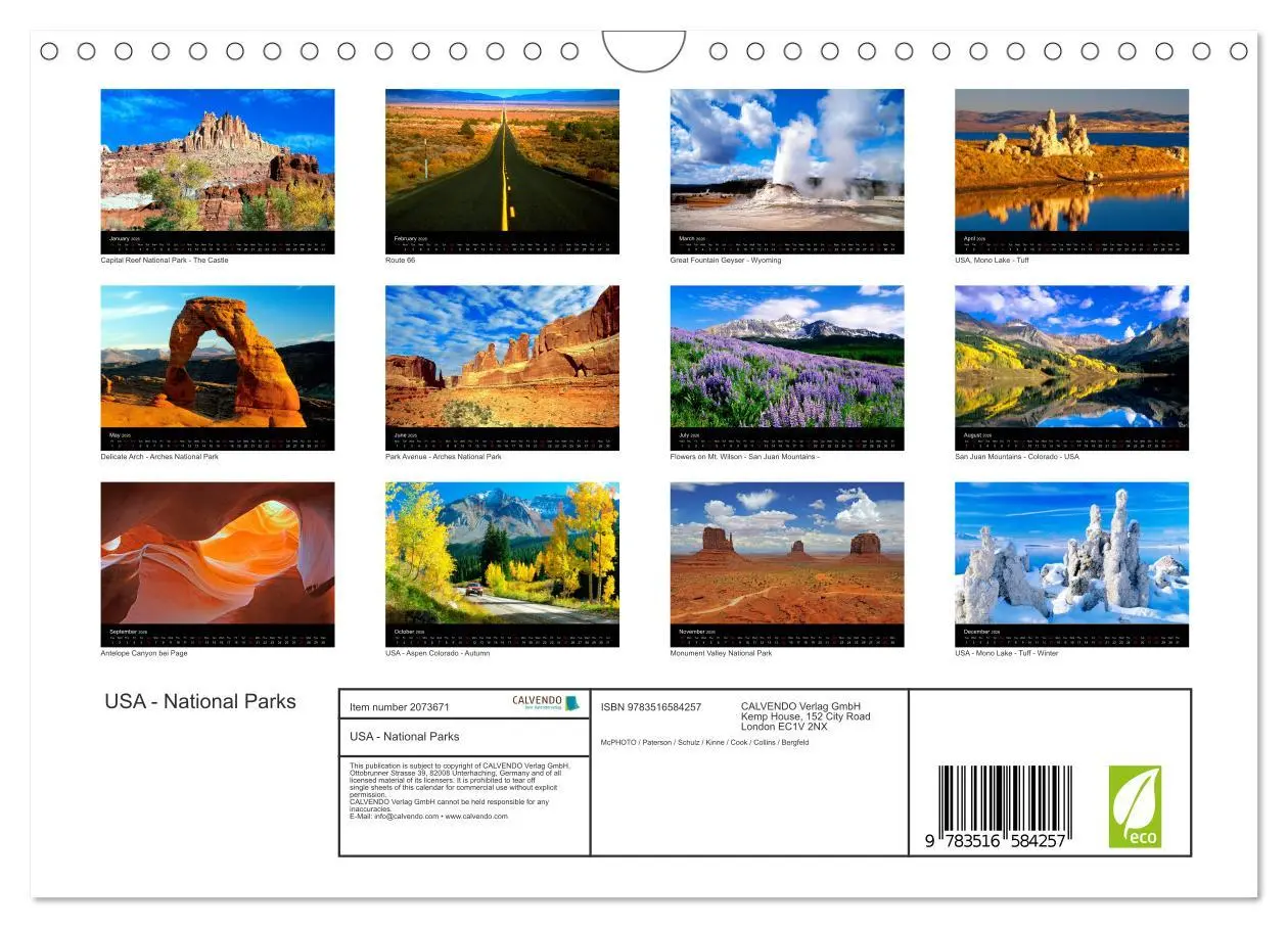 Bild: 9783516584257 | USA - National Parks (Wall Calendar 2026 DIN A4 landscape),...