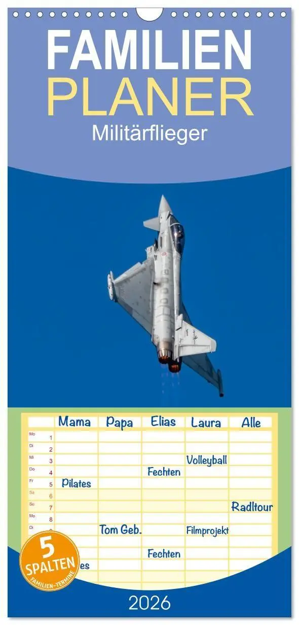 Cover: 9783516724257 | Familienplaner 2026 - Militärflieger mit 5 Spalten (Wandkalender,...