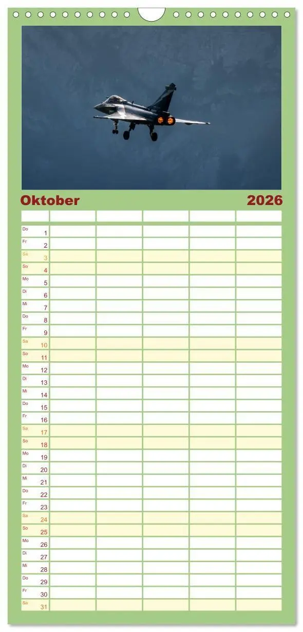 Bild: 9783516724257 | Familienplaner 2026 - Militärflieger mit 5 Spalten (Wandkalender,...