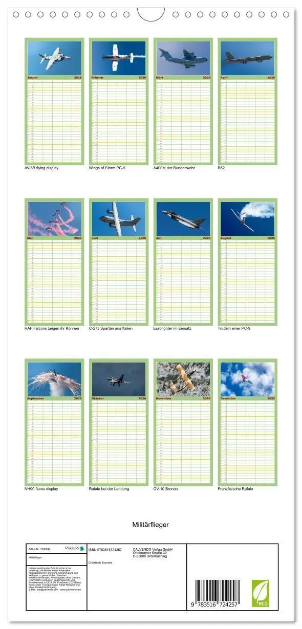 Bild: 9783516724257 | Familienplaner 2026 - Militärflieger mit 5 Spalten (Wandkalender,...