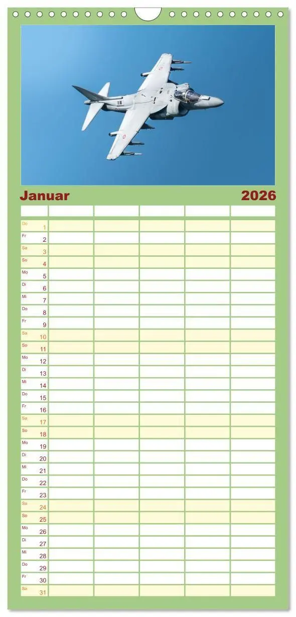 Bild: 9783516724257 | Familienplaner 2026 - Militärflieger mit 5 Spalten (Wandkalender,...
