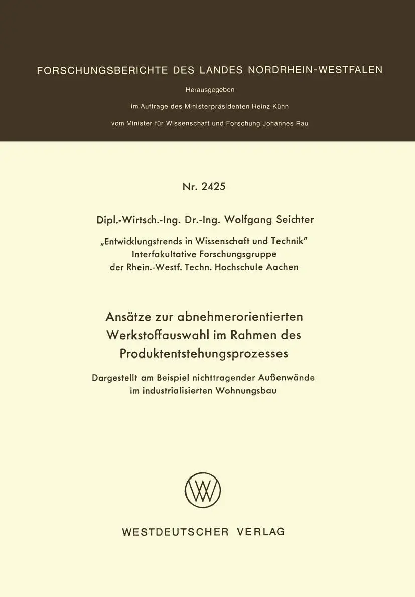 Cover: 9783531024257 | Ansätze zur abnehmerorientierten Werkstoffauswahl im Rahmen des...