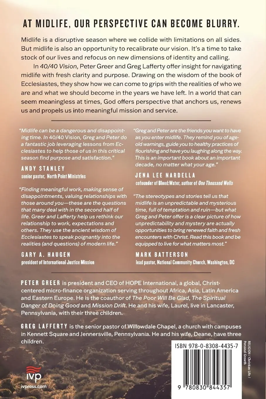 Rückseite: 9780830844357 | 40/40 Vision | Clarifying Your Mission in Midlife | Greer (u. a.)