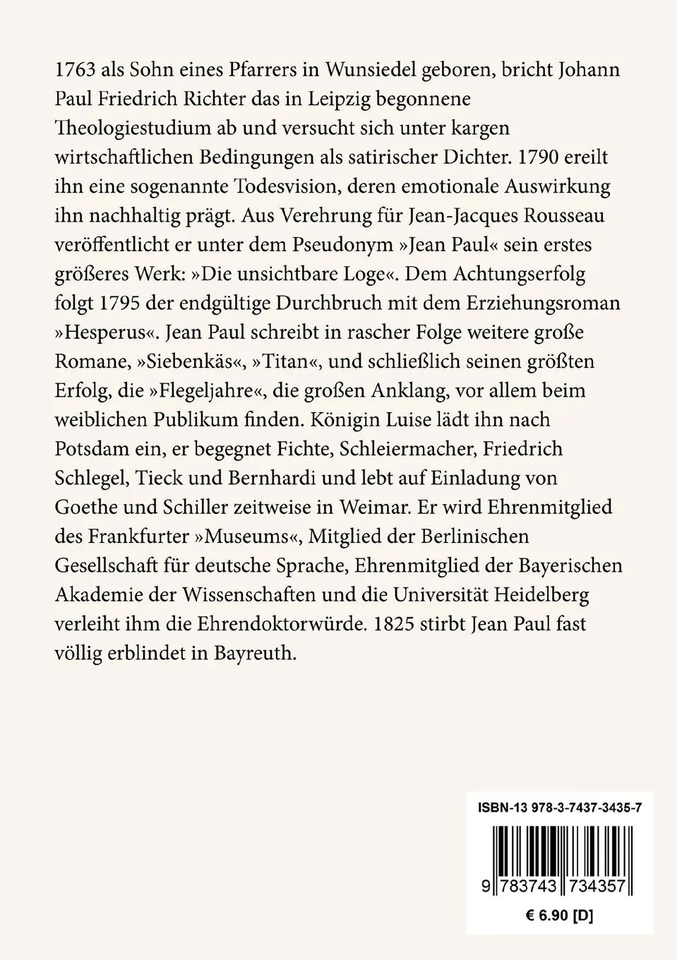 Rückseite: 9783743734357 | Selina | oder über die Unsterblichkeit der Seele | Jean Paul | Buch
