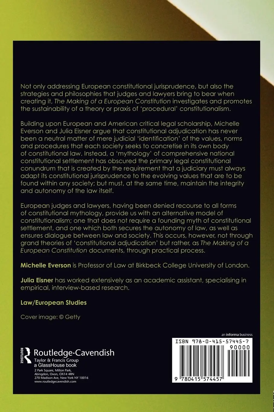 Rückseite: 9780415574457 | The Making of a European Constitution | Michelle Everson (u. a.)