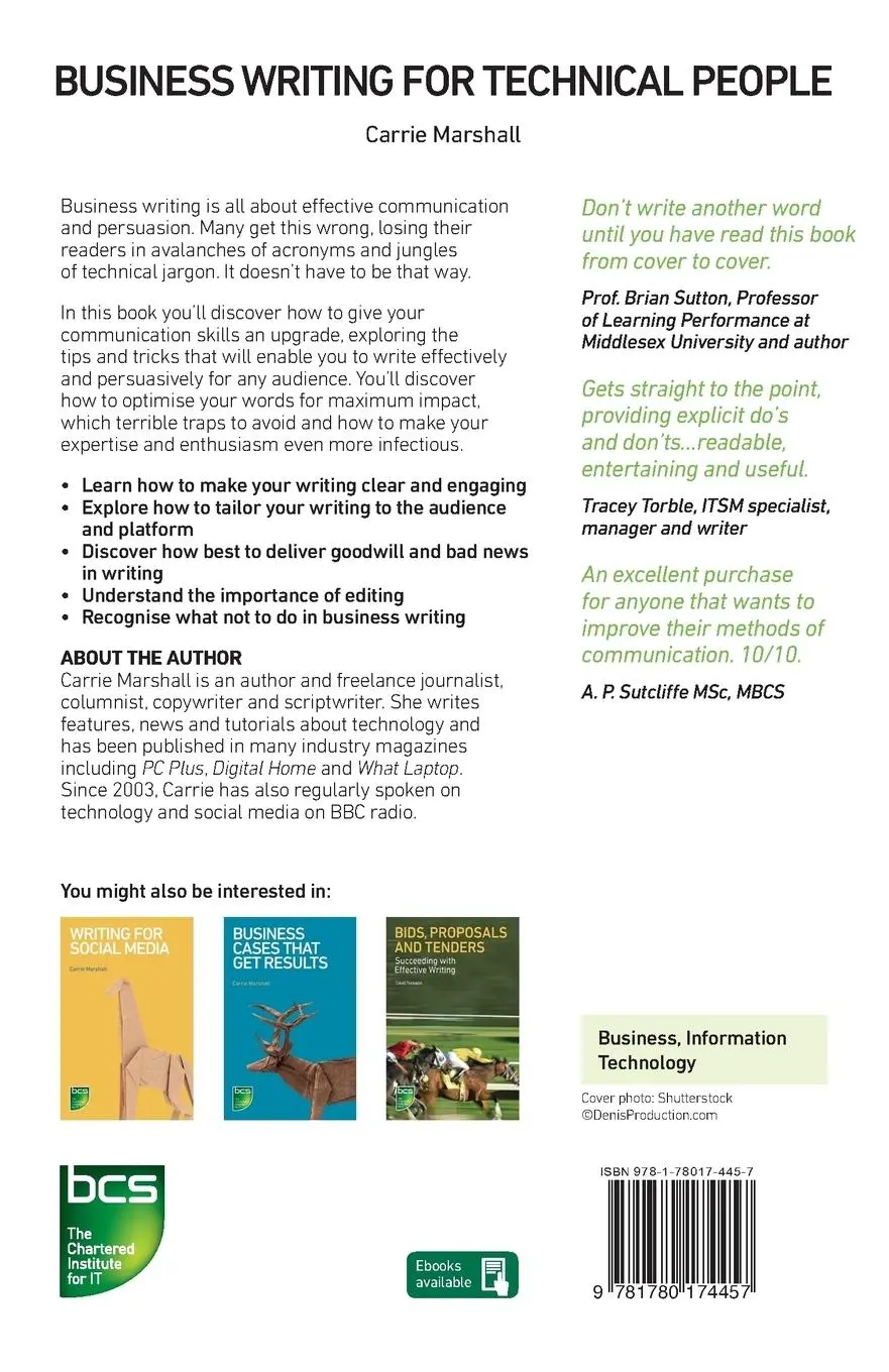 Rückseite: 9781780174457 | Business Writing for Technical People | Carrie Marshall | Taschenbuch
