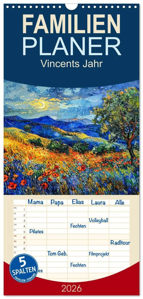 Cover: 9783516494457 | Familienplaner 2026 - Vincents Jahr mit 5 Spalten (Wandkalender, 21...