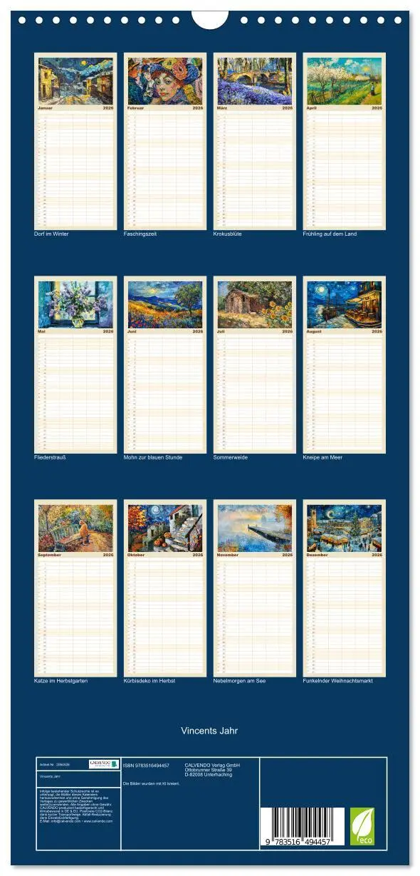 Bild: 9783516494457 | Familienplaner 2026 - Vincents Jahr mit 5 Spalten (Wandkalender, 21...