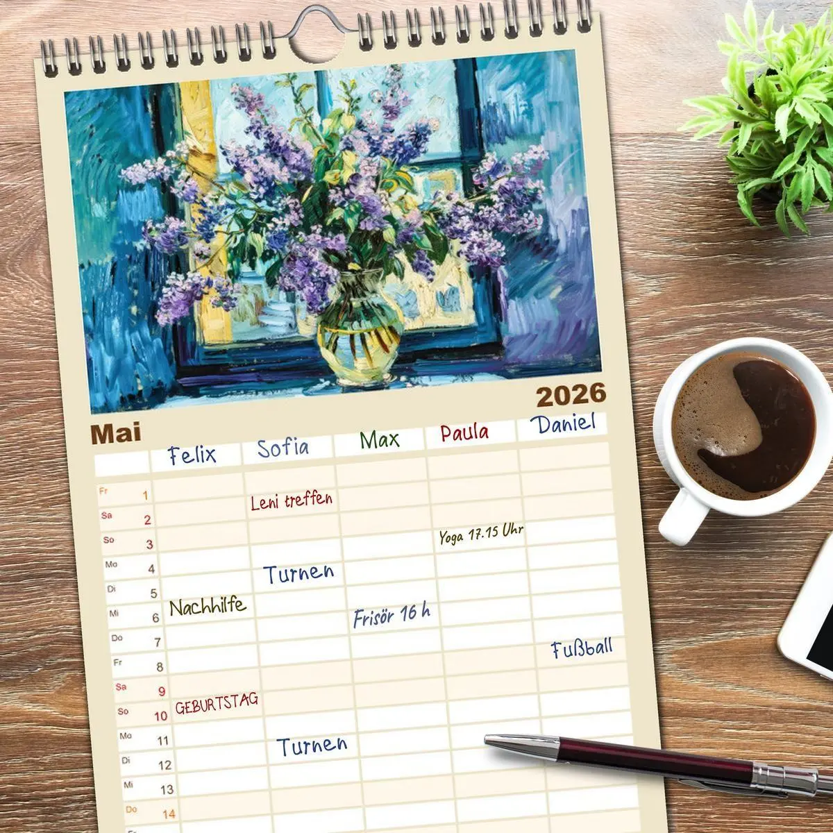 Bild: 9783516494457 | Familienplaner 2026 - Vincents Jahr mit 5 Spalten (Wandkalender, 21...