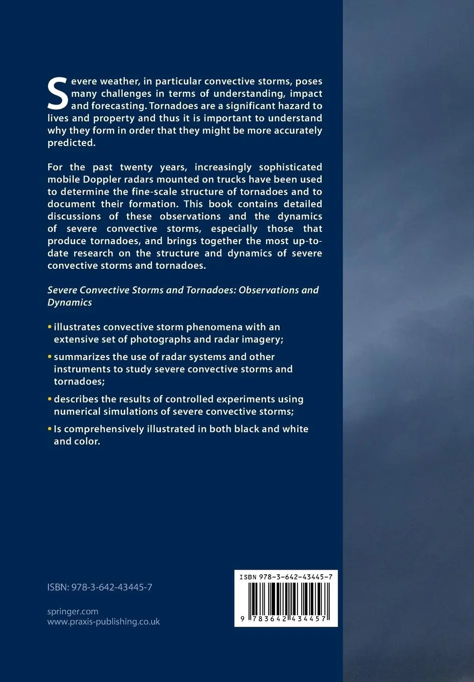 Rückseite: 9783642434457 | Severe Convective Storms and Tornadoes | Observations and Dynamics