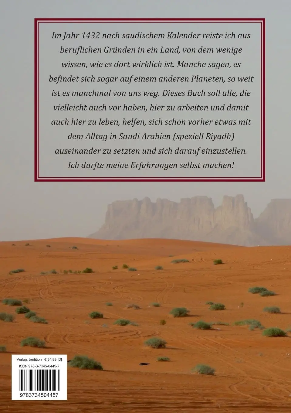Rückseite: 9783734504457 | Vier Jahre Saudi | S. A. E. | Taschenbuch | Paperback | 268 S. | 2016