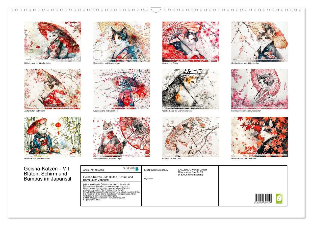 Bild: 9783457394557 | Geisha-Katzen - Mit Blüten, Schirm und Bambus im Japanstil...
