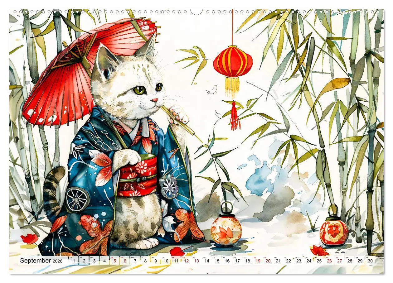 Bild: 9783457394557 | Geisha-Katzen - Mit Blüten, Schirm und Bambus im Japanstil...