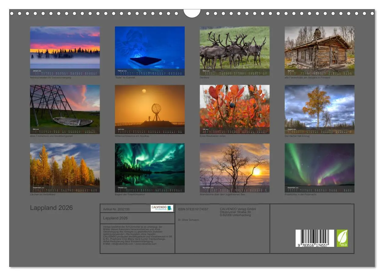 Bild: 9783516174557 | Lappland 2026 (Wandkalender 2026 DIN A3 quer), CALVENDO Monatskalender