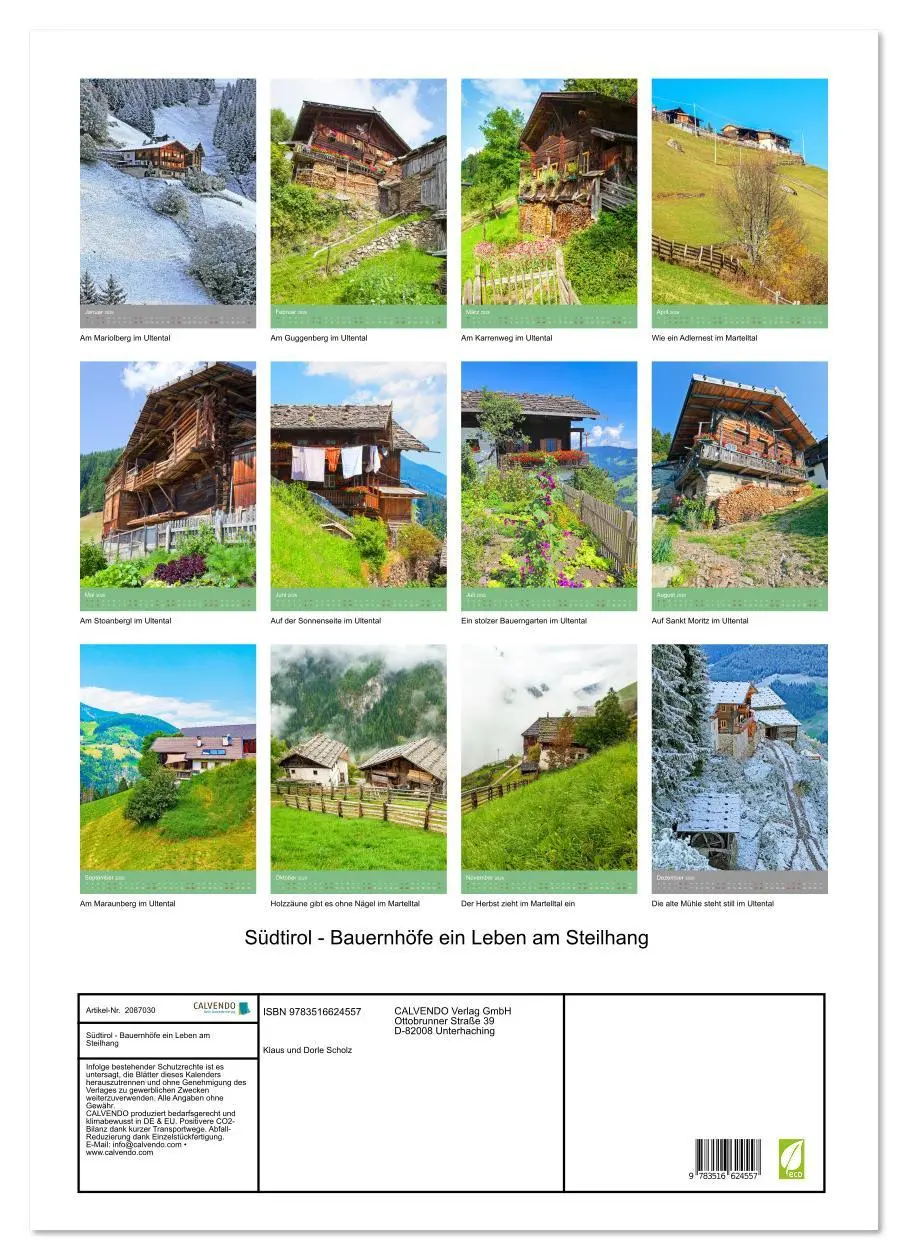 Bild: 9783516624557 | Südtirol - Bauernhöfe ein Leben am Steilhang (Wandkalender 2026 DIN...