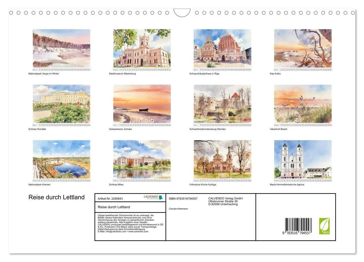 Bild: 9783516794557 | Reise durch Lettland (Wandkalender 2027 DIN A3 quer), CALVENDO...