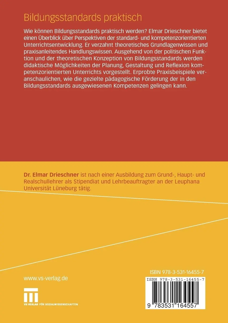 Rückseite: 9783531164557 | Bildungsstandards praktisch | Elmar Drieschner | Taschenbuch | vii