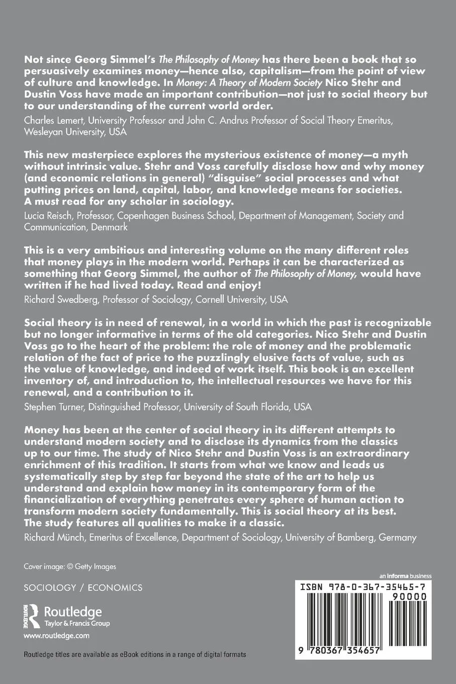 Rückseite: 9780367354657 | Money | A Theory of Modern Society | Nico Stehr (u. a.) | Taschenbuch