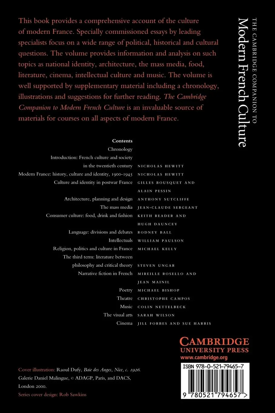 Rückseite: 9780521794657 | The Cambridge Companion to Modern French Culture | Nicholas Hewitt