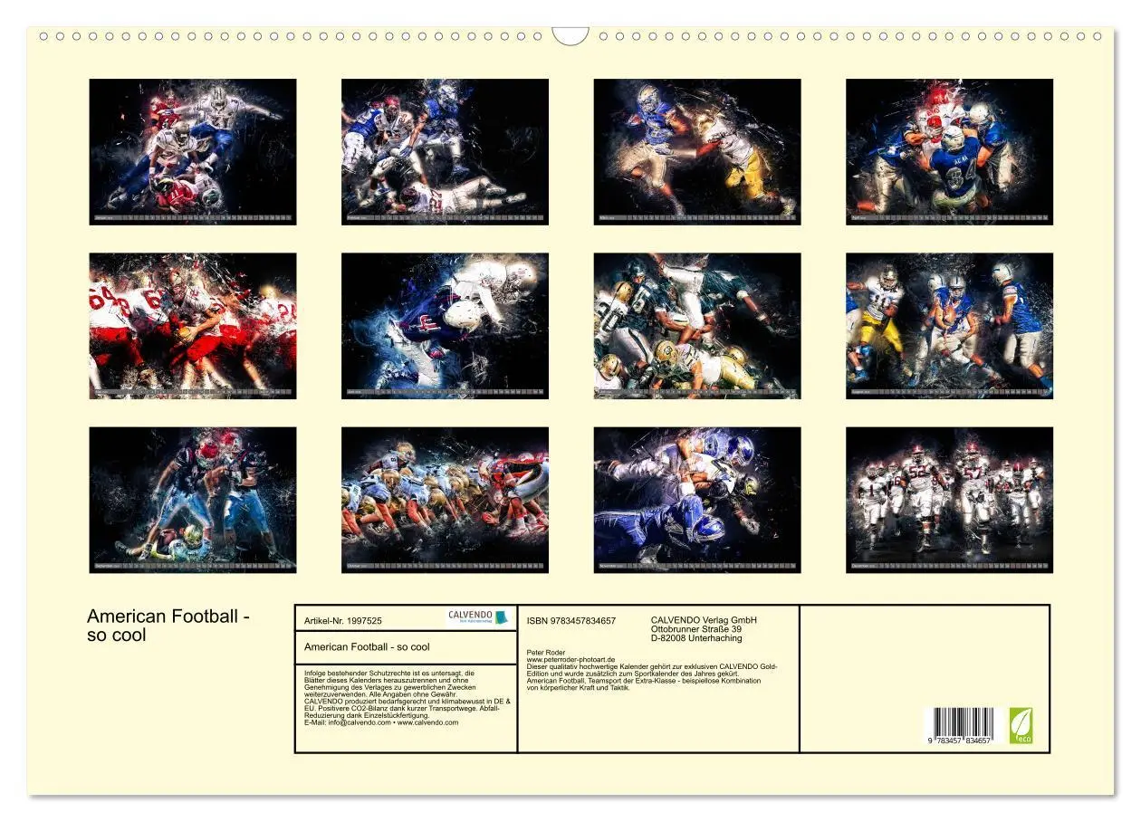 Bild: 9783457834657 | American Football - so cool (Wandkalender 2026 DIN A2 quer),...