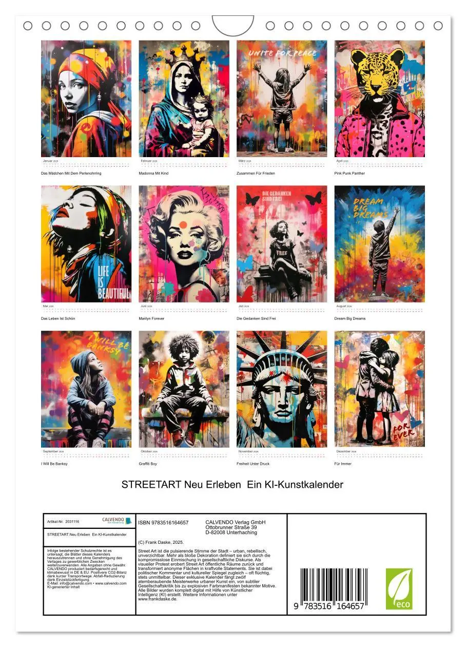Bild: 9783516164657 | STREETART Neu Erleben Ein KI-Kunstkalender (Wandkalender 2026 DIN...