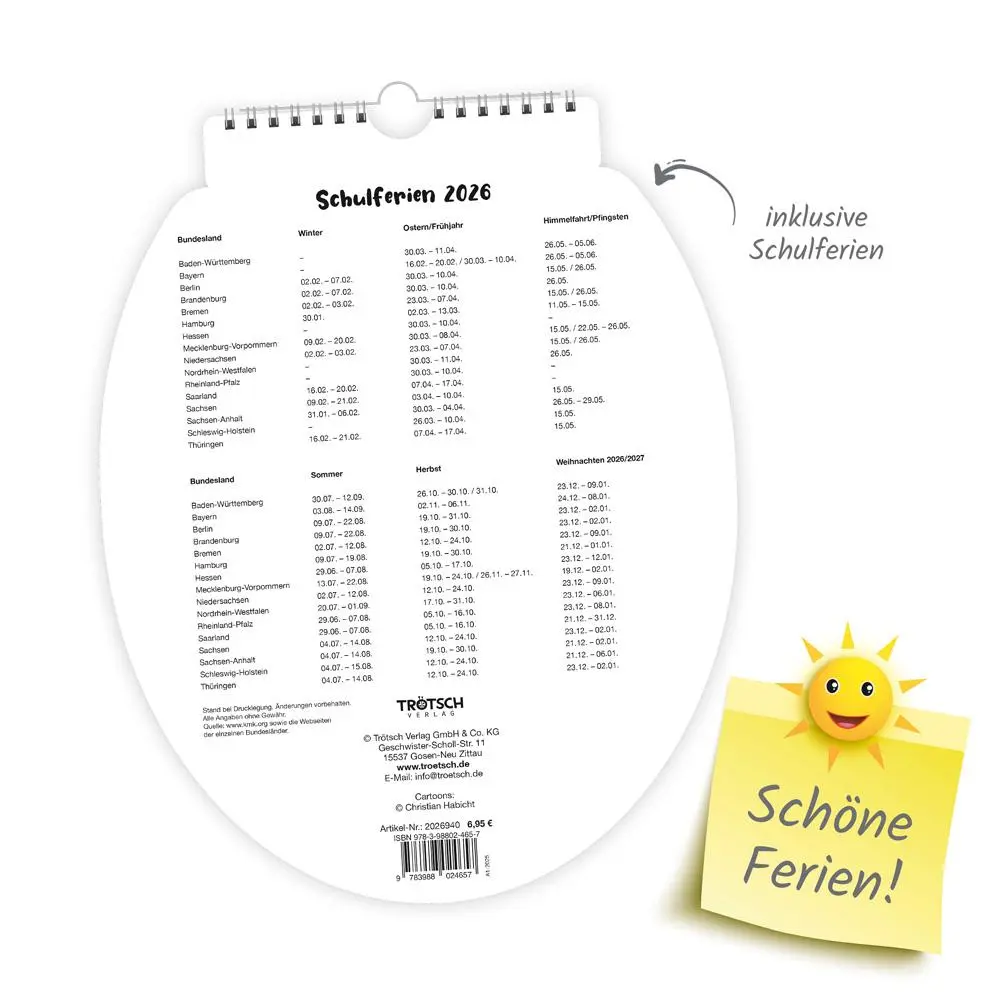 Bild: 9783988024657 | Trötsch Formkalender Klokalender 2026 unterhaltsames für lange...