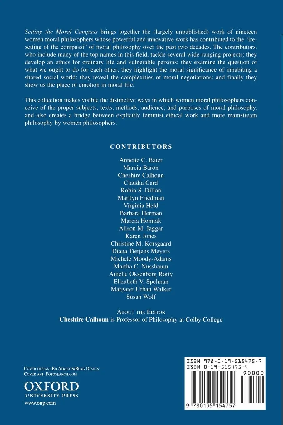 Rückseite: 9780195154757 | Setting the Moral Compass | Essays by Women Philosophers | Calhoun