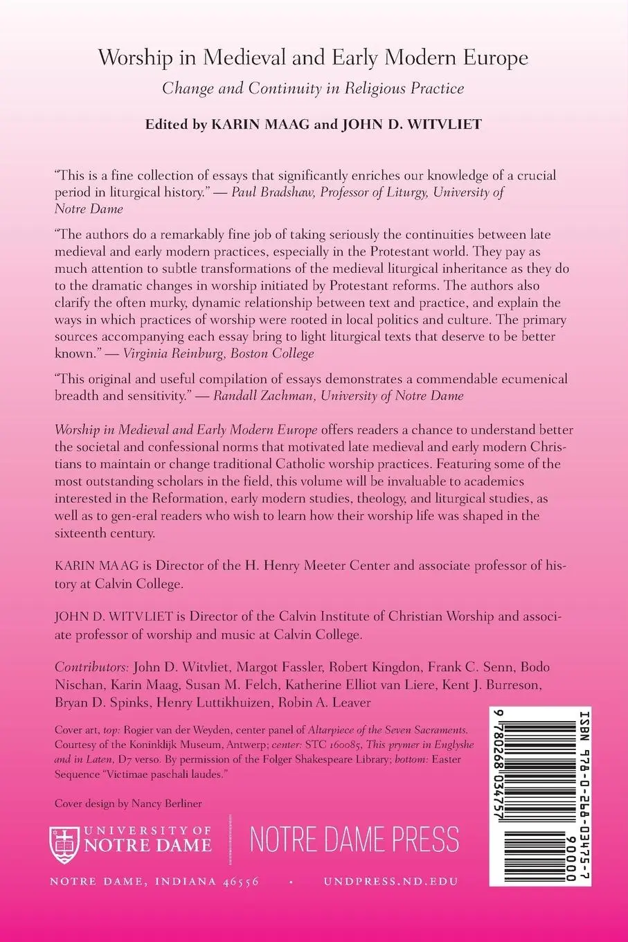 Rückseite: 9780268034757 | Worship in Medieval and Early Modern Europe | Karin Maag (u. a.)