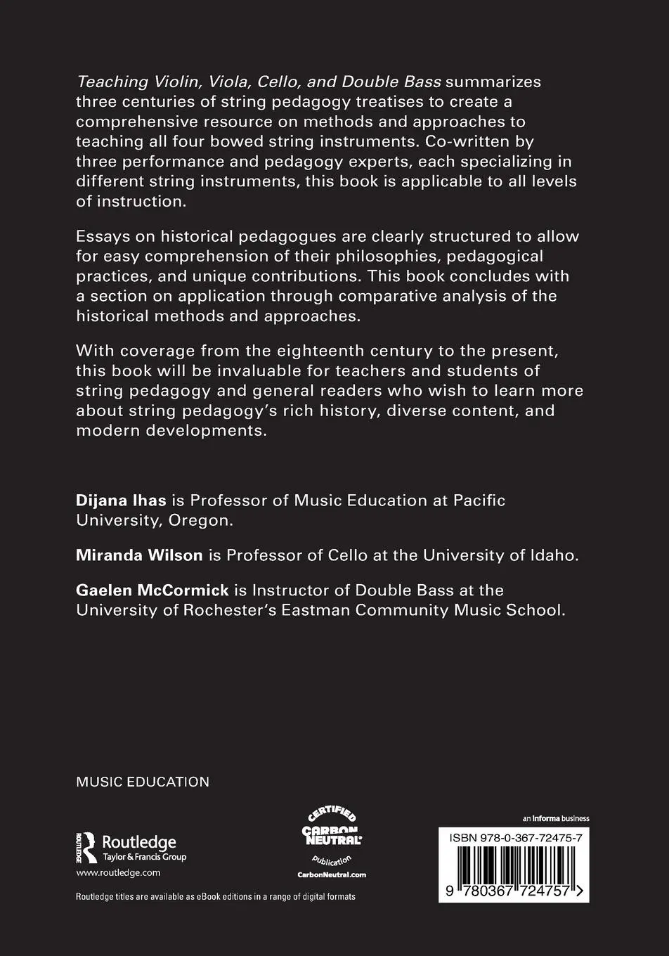 Rückseite: 9780367724757 | Teaching Violin, Viola, Cello, and Double Bass | Dijana Ihas (u. a.)