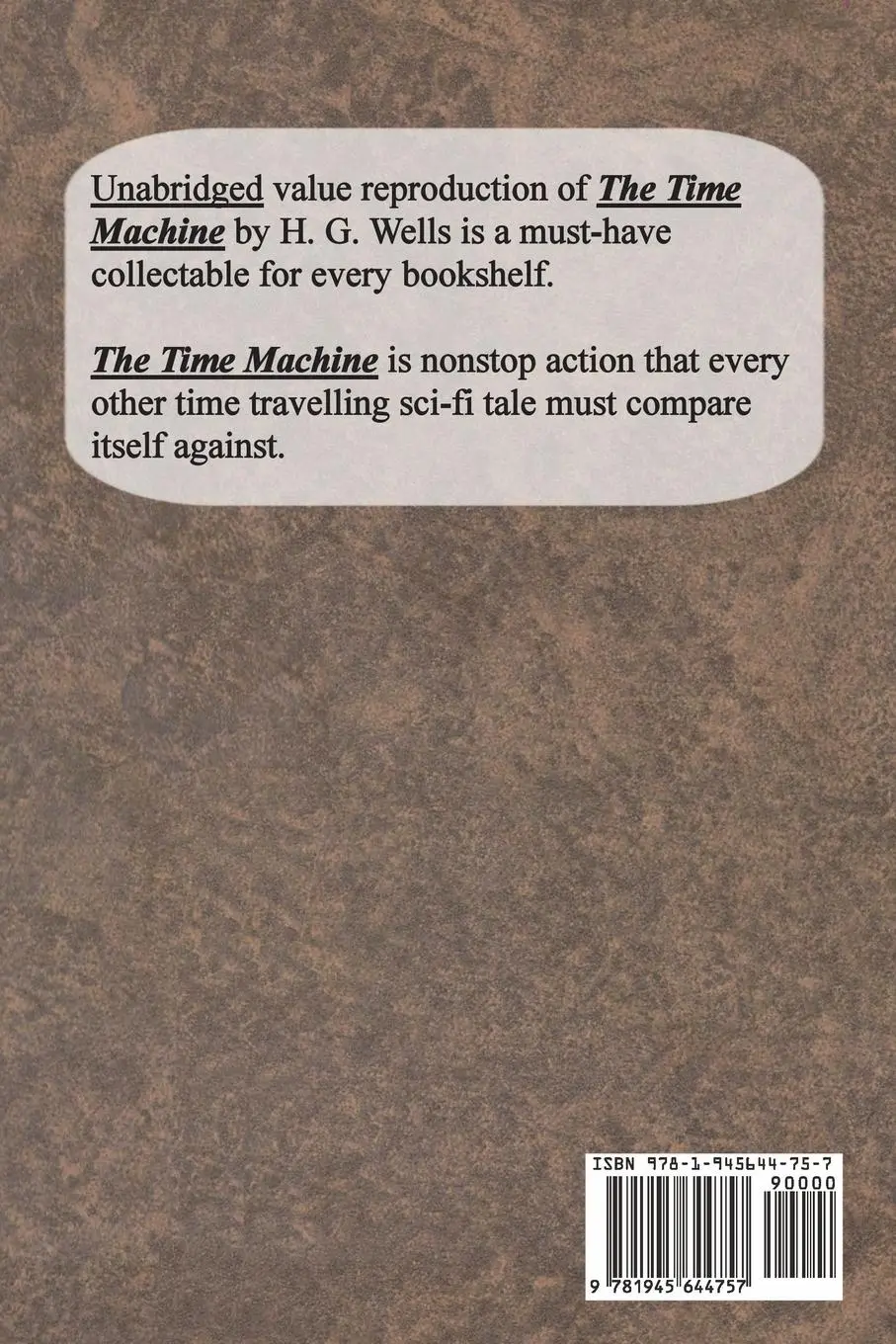 Rückseite: 9781945644757 | The Time Machine | H. G. Wells | Taschenbuch | Kartoniert / Broschiert