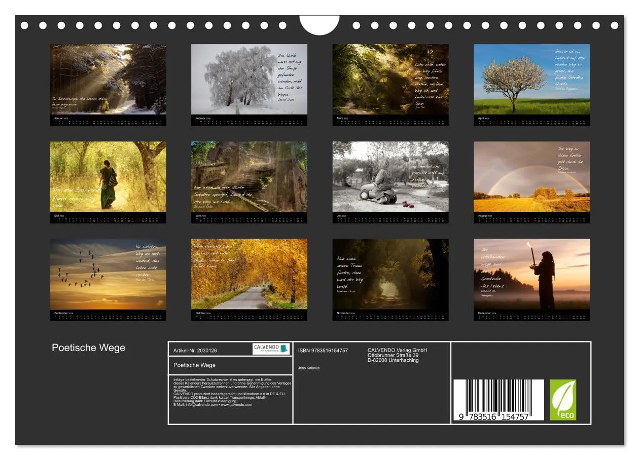 Bild: 9783516154757 | Poetische Wege (Wandkalender 2026 DIN A4 quer), CALVENDO...