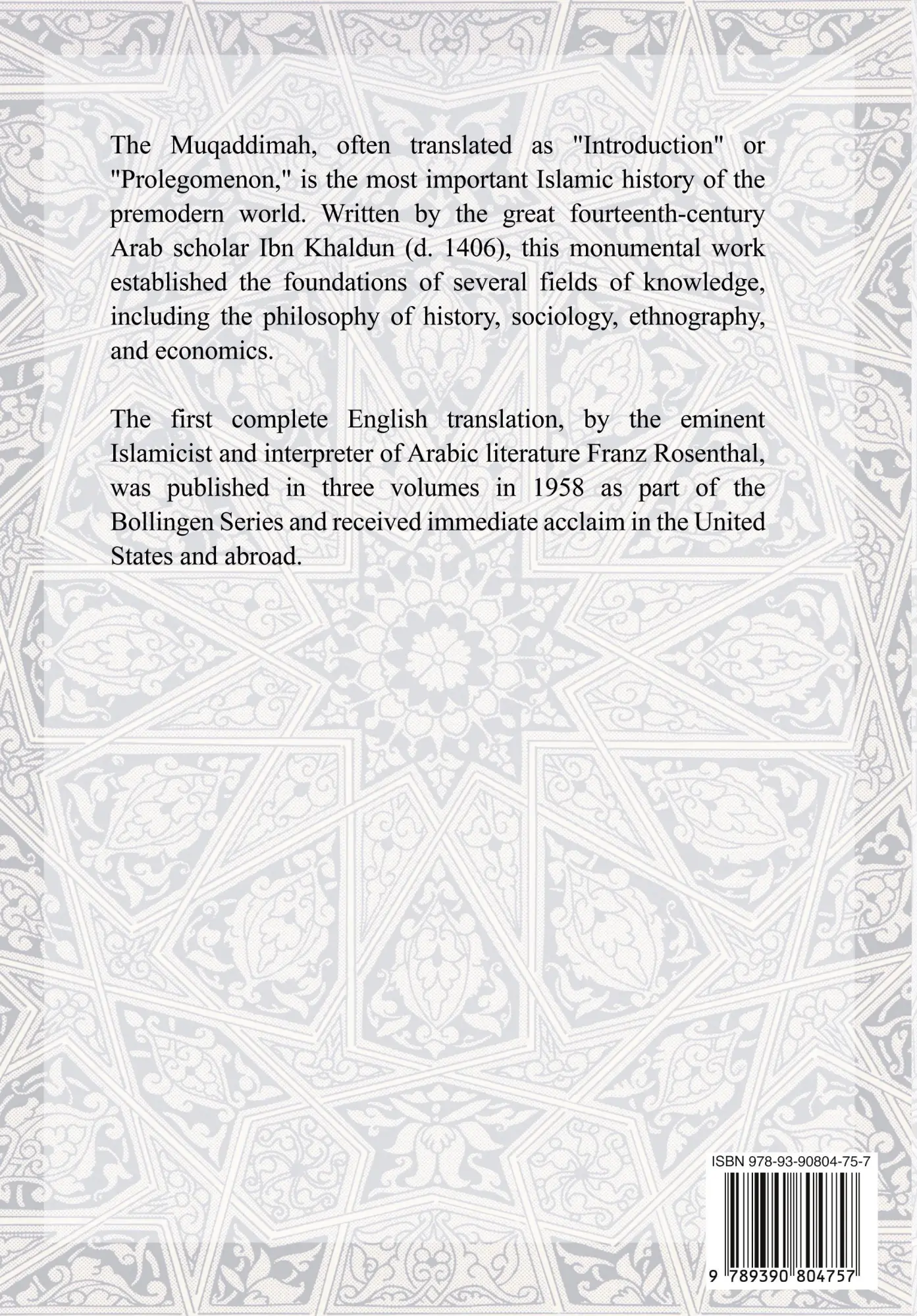 Rückseite: 9789390804757 | The Muqaddimah | An Introduction to History - Volume 2 | Ibn Khaldun