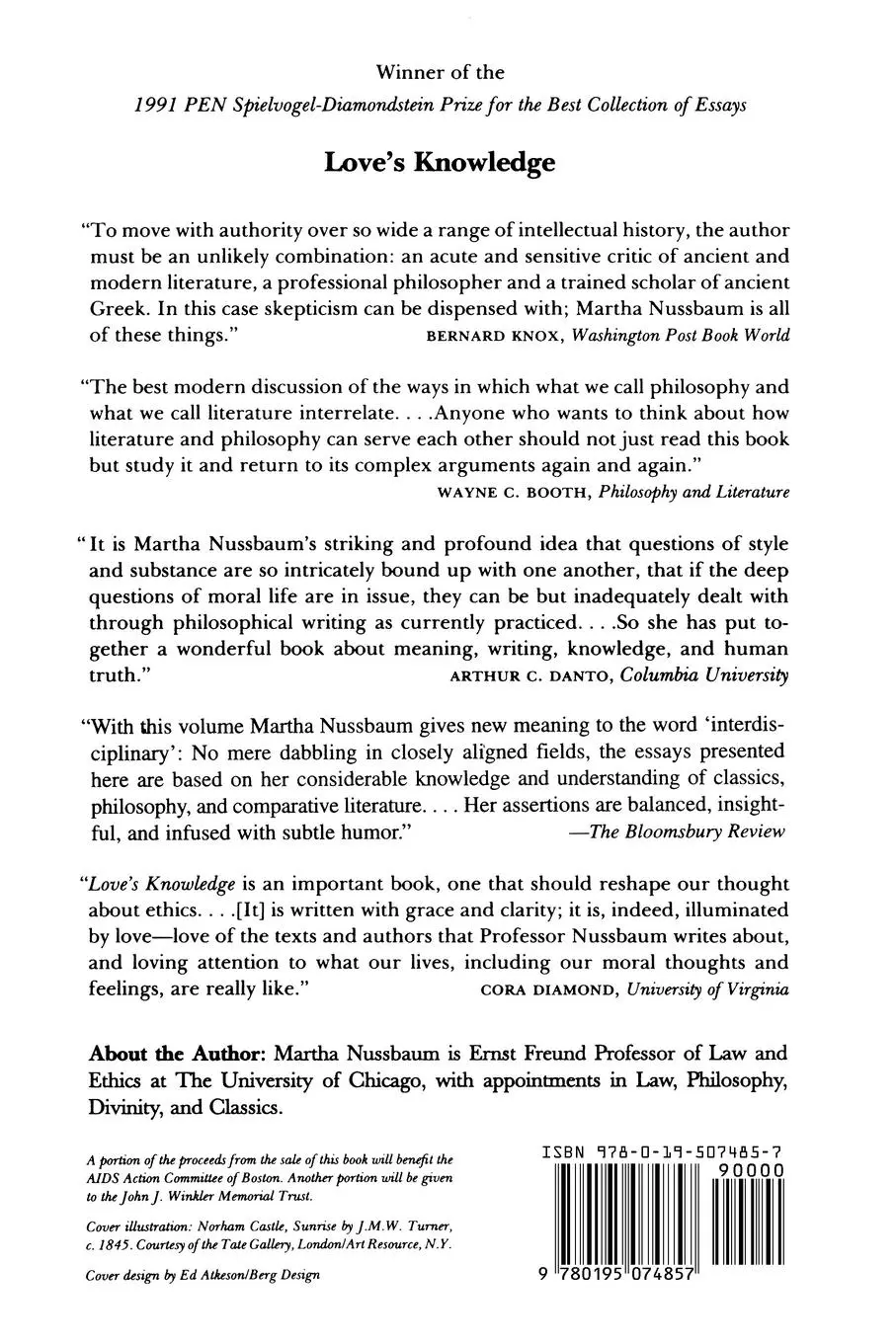 Rückseite: 9780195074857 | Love's Knowledge | Essays on Philosophy and Literature | Nussbaum