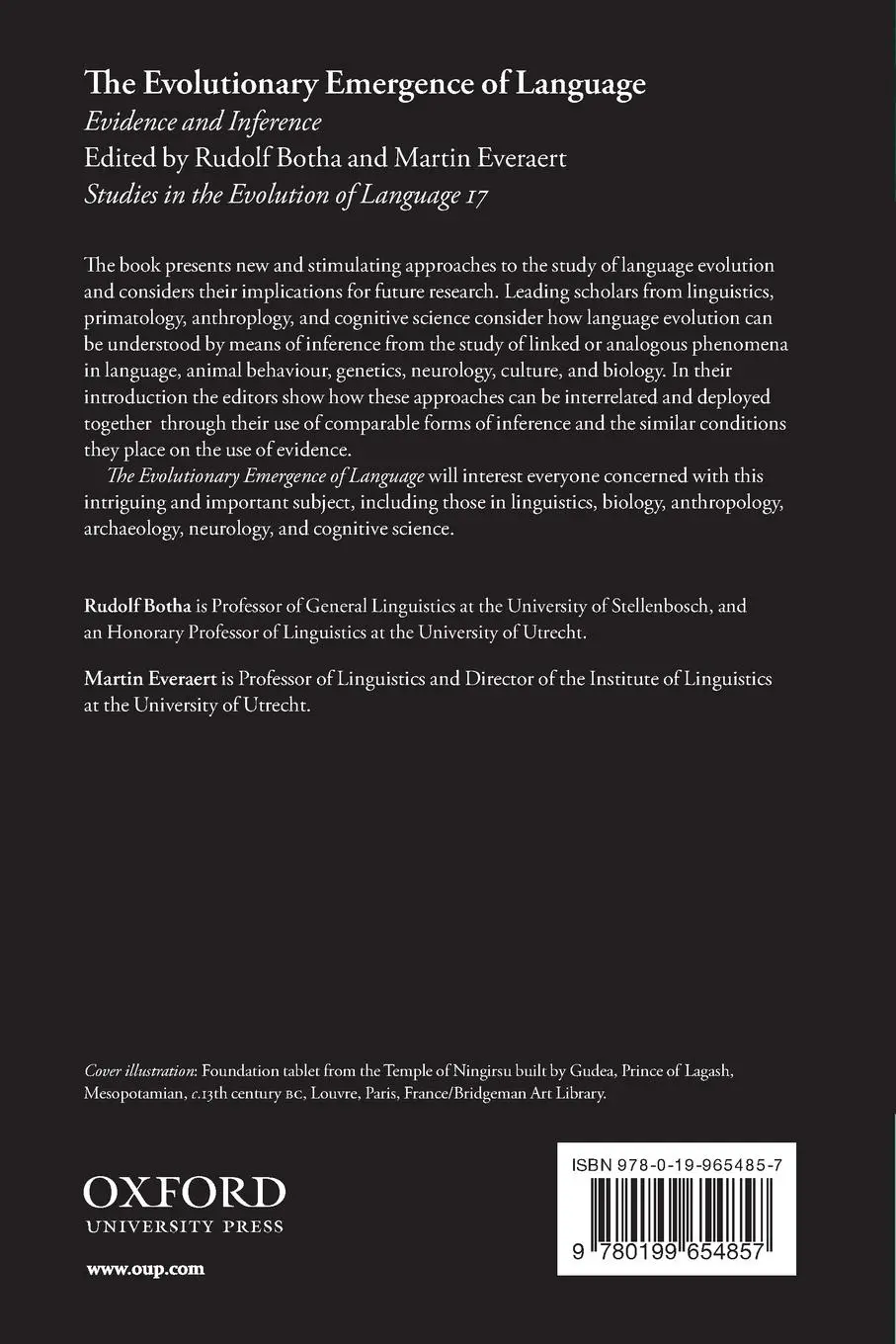 Rückseite: 9780199654857 | The Evolutionary Emergence of Language | Evidence and Inference | Buch