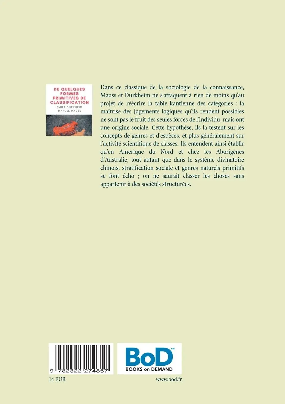 Rückseite: 9782322274857 | De quelques formes de classification. Contribution à l'étude des...