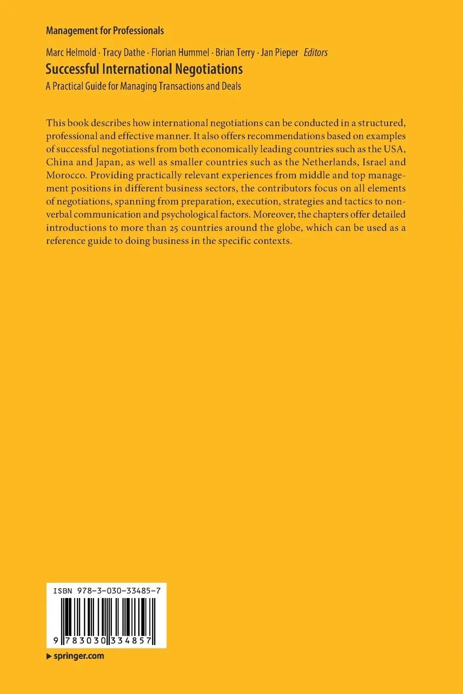 Rückseite: 9783030334857 | Successful International Negotiations | Marc Helmold (u. a.) | Buch