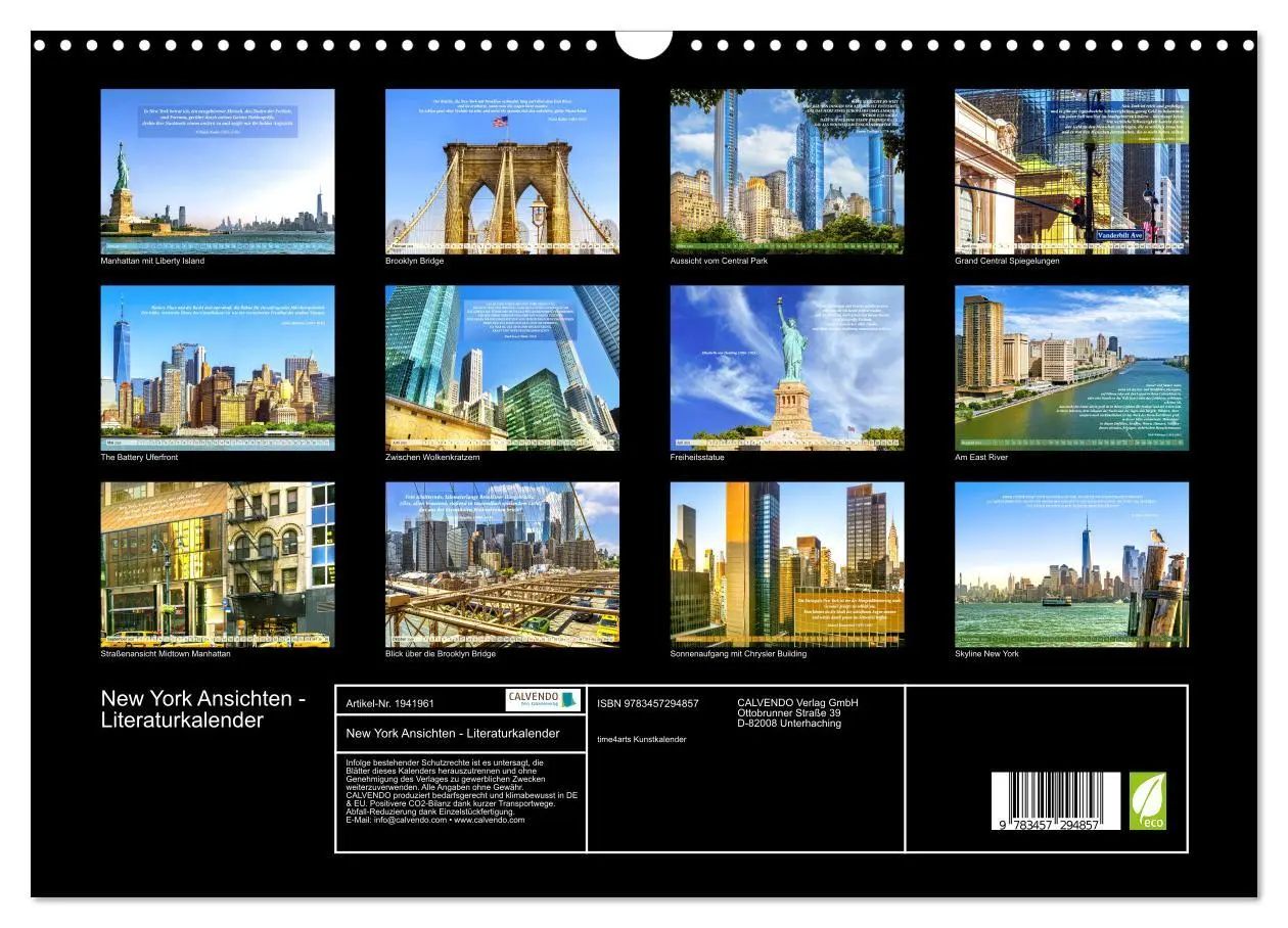 Bild: 9783457294857 | New York Ansichten - Literaturkalender (Wandkalender 2026 DIN A3...