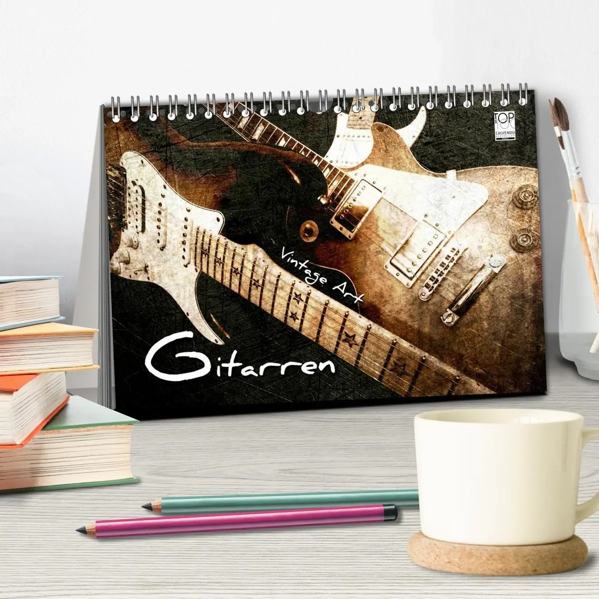 Bild: 9783594124857 | GITARREN Vintage Art (Tischkalender 2027 DIN A5 quer), CALVENDO...
