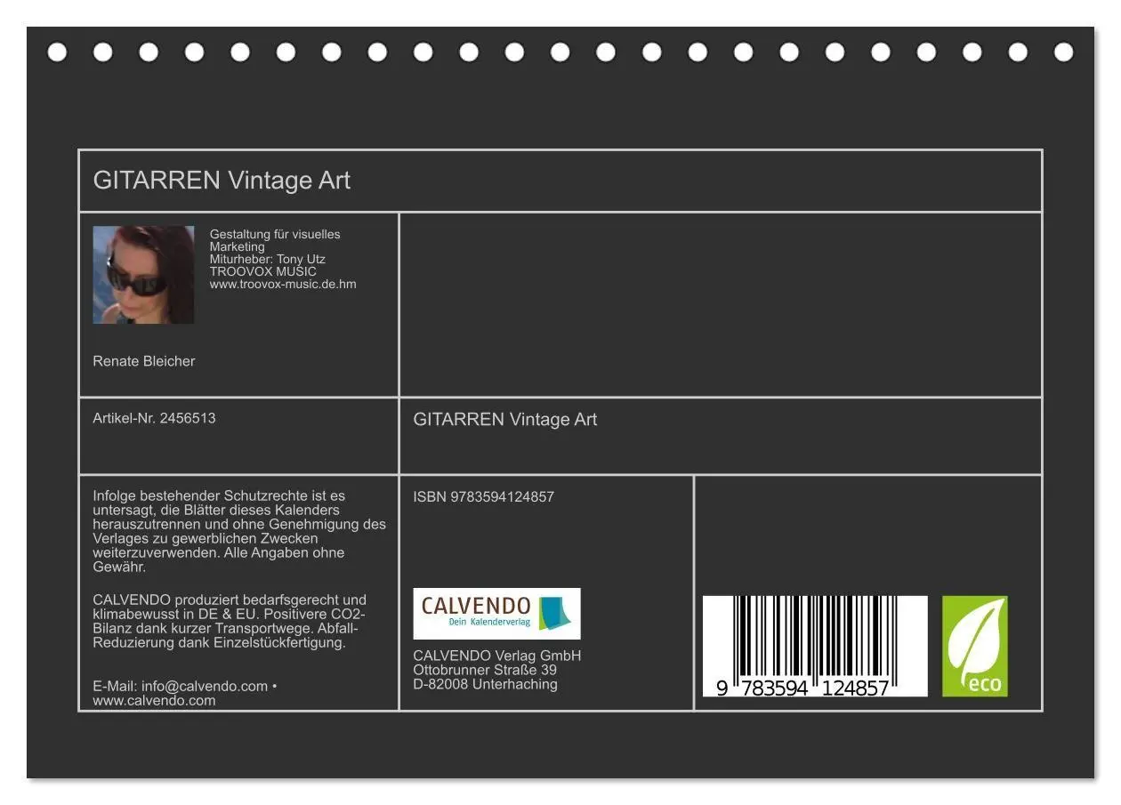 Bild: 9783594124857 | GITARREN Vintage Art (Tischkalender 2027 DIN A5 quer), CALVENDO...