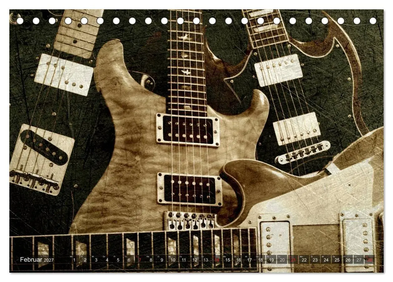 Bild: 9783594124857 | GITARREN Vintage Art (Tischkalender 2027 DIN A5 quer), CALVENDO...