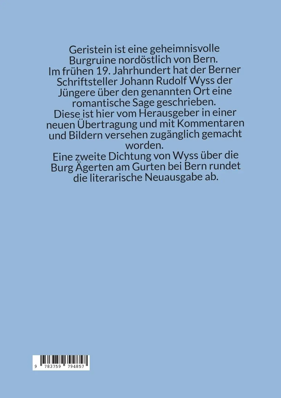 Rückseite: 9783759794857 | Der Abend zu Geristein | Johann Rudolf Wyss der Jüngere | Taschenbuch