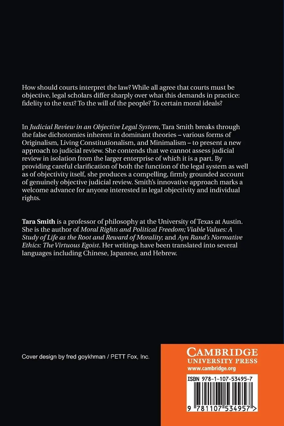 Rückseite: 9781107534957 | Judicial Review in an Objective Legal System | Tara Smith | Buch